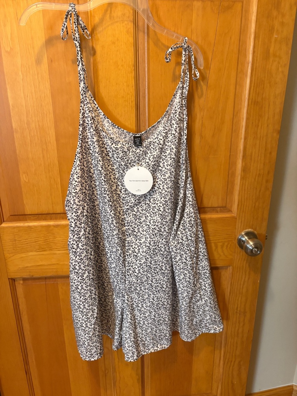 SHEIN Black & White Micro Floral romper style short.